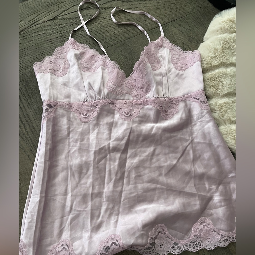 Y2K Vintage Arden B Lavender Silk Lace Trimmed Camisole Top M DEADSTOCK